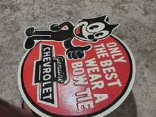 Porcelain Chevrolet Cat Enamel Sign Size 18 x...