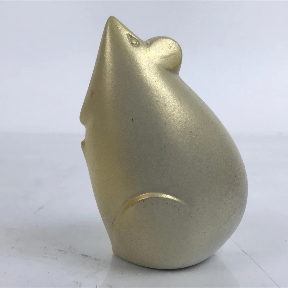 Estatuilla de rata zodiaco de arcilla japonesa de colección pequeña decoración de ratón Nezumi dorada BD993 Foto 2 de 4