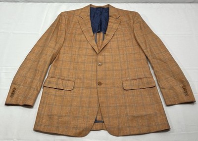 Robert Talbott Loro Piana Summertime Plaid Blazer Sport Linen Blend Mens 44R