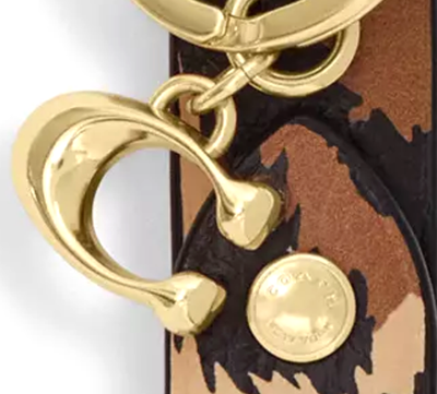 COACH Trigger Snap Leopard Print CharmKeychainValet Leather CCF51