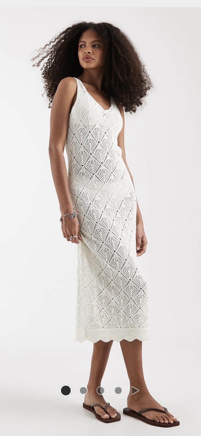 NWT 🧶ONLY | Cream Crochet Knit Tank Dress (XS) 🧶