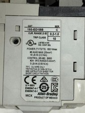 ALLEN-BRADLEY 100-C09D10 5HP STARTER 120VAC COIL w/ 193-ED1BB 0.2-1A O.L. RELAY