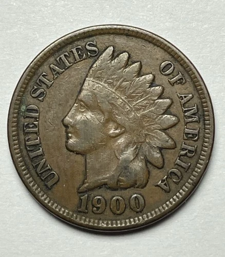 1900 1¢ Indian Head Cent VF “Liberty on Headdress” BN