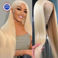 Lace Front Wig 28 Inch Blonde Human Hair 613 Pre Plucked 13x6 HD Straight Wigs