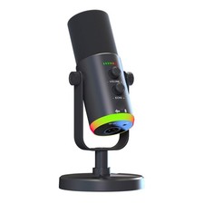 USB/XLR Desktop Dynamic Microphone with RGB Lighting, Noise Reduction, Mute B...