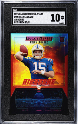 2025 Panini Rookies & Stars - Airborne Riley Leonard #27 Red /99 (RC)