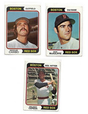 (LOT OF 3)  1974 TOPPS BOSTON REDSOX  ORLANDO CEPEDA , BERNIE CARBO, McAULIFFE