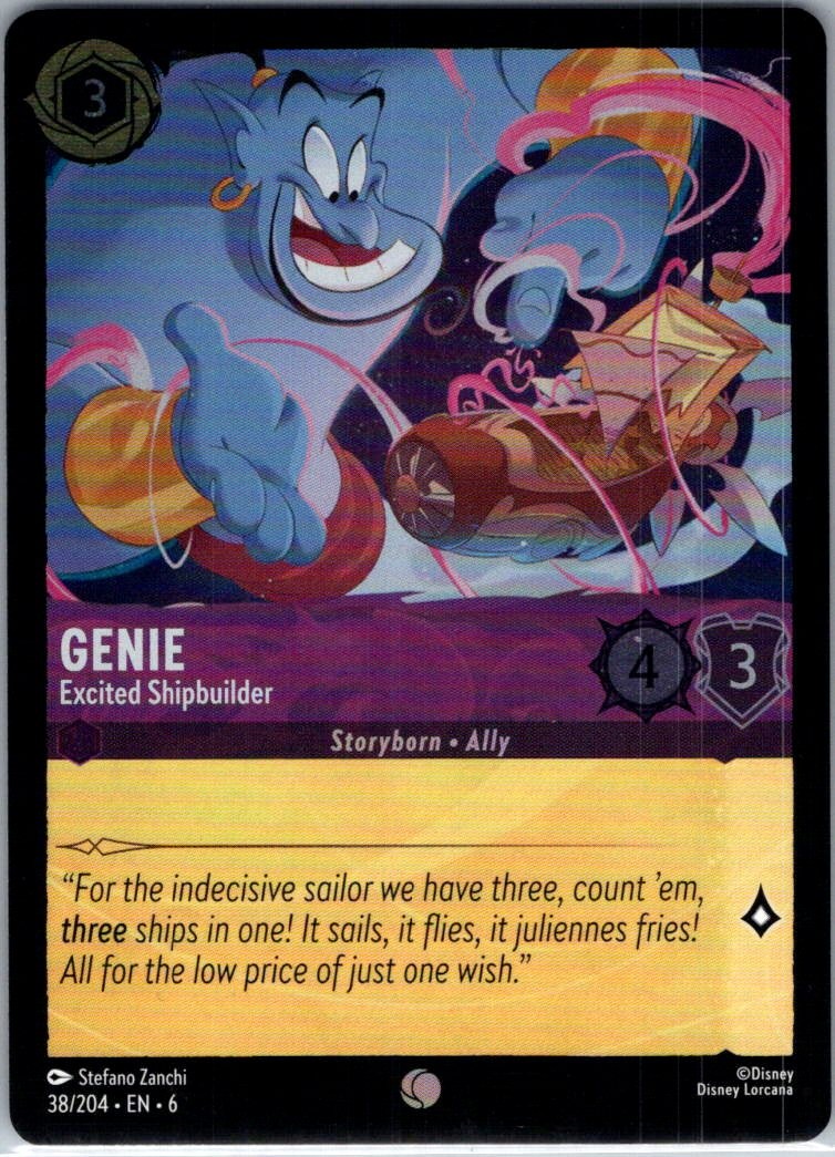 Genie - Excited Shipbuilder - 38/204 - Azurite Sea - Lorcana Cold Foil - NM - B3