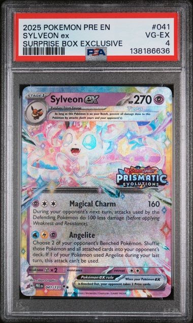 2025 Pokemon Prismatic Evolutions Sylveon ex Surprise Box PSA 4