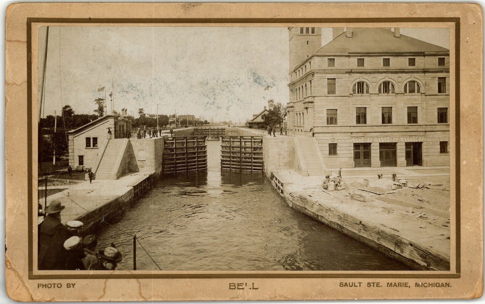 Cabinet Card Circa 1890s W. J. Bell Hydraulic Canal lo Sault Ste. Marie Michigan