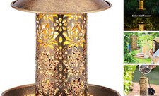 Solar Bird Feeder for Outdoors Hanging, Metal Wild Bird Feeder for 7.2"x7.2"