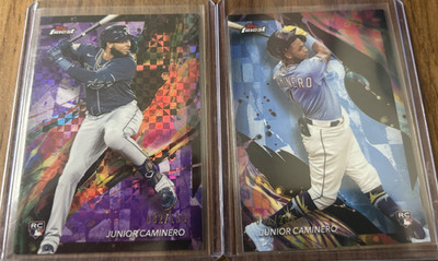 2024 Topps Finest - Junior Caminero #24 Purple Checkerboard Refractor 082/150