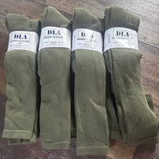 (4 pk) 4 pairs DLA Troop Support Fits Med 10.5 - 11.5 Green Boot Socks