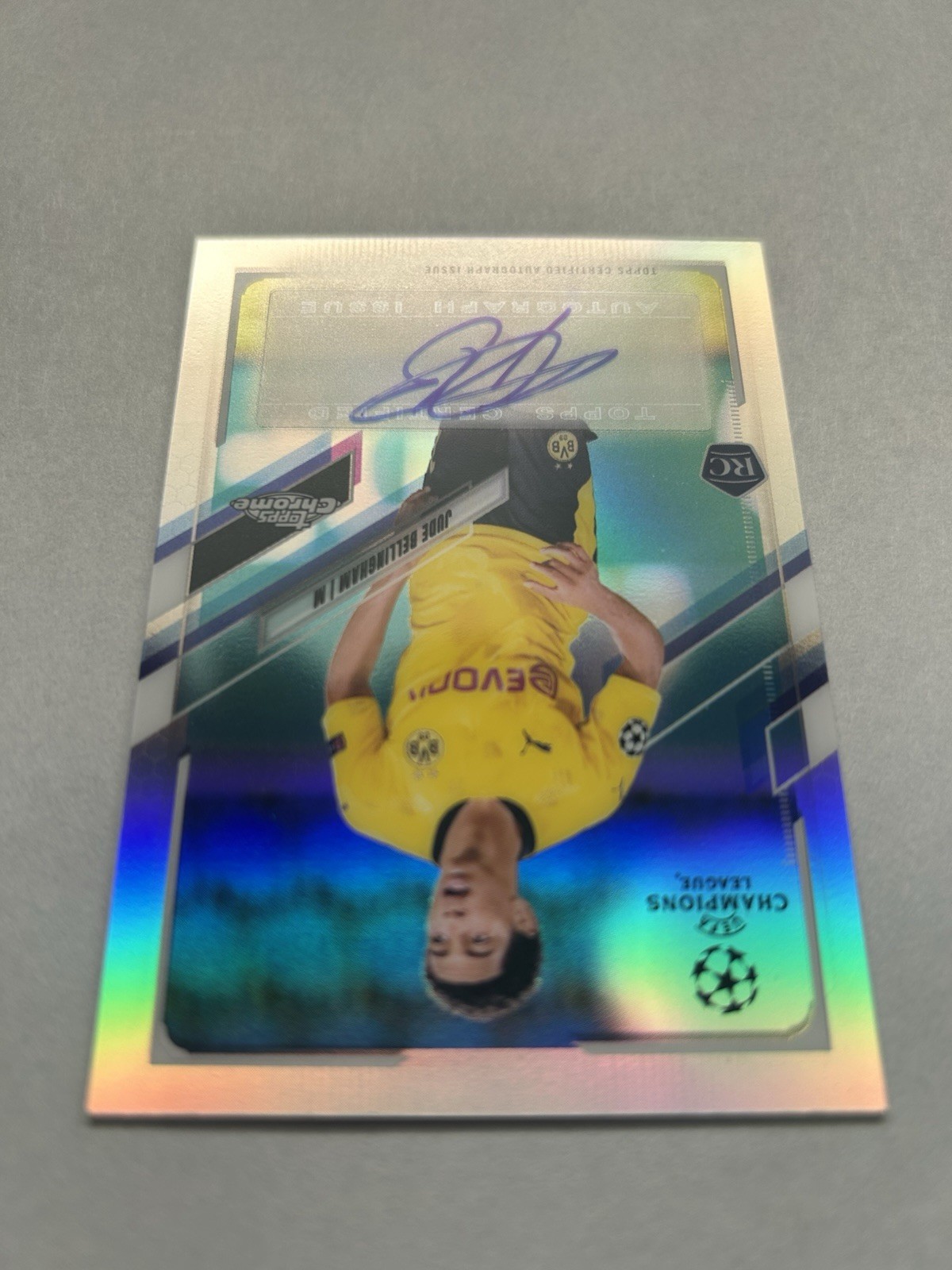2020 Topps Chrome UEFA Silver Refractor Jude Bellingham ROOKIE RC Auto #CA-JBL view 10