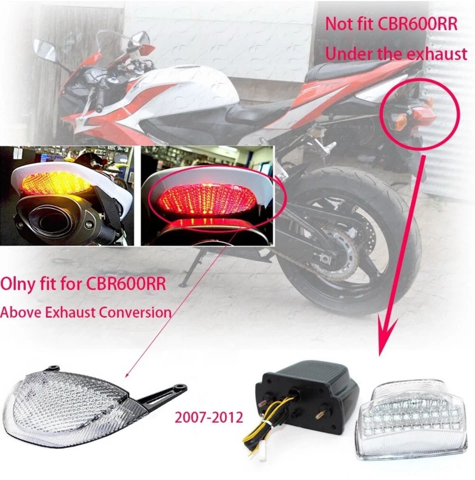 Luz traseira de freio LED sinais de seta para 2007-2012 Honda CBR600RR CBR 600RRA - Imagem 2 de 4
