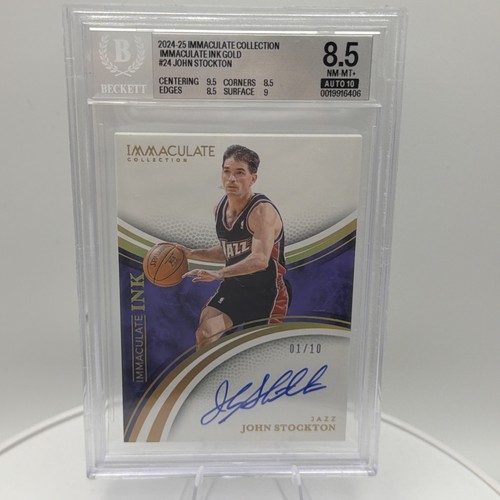 John Stockton 2024 Panini Immaculate Ink GOLD Bookend #1/10 Beckett 10 Auto!