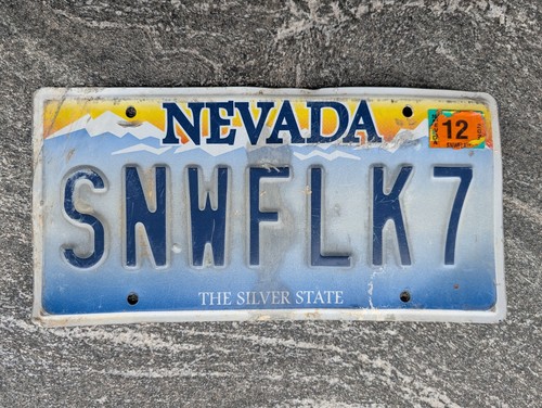 Expired Nevada license plate vanity SNWFLK7 - SNOW FLAKE
