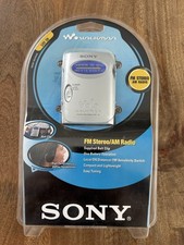Vintage Sony SRF-59 AM/FM Walkman Radio Silver Headphones Belt Clip New Sealed