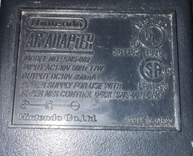 Nintendo Super NES SNES AC Adapter Power Supply SNS-002 10V 850mA Black OEM