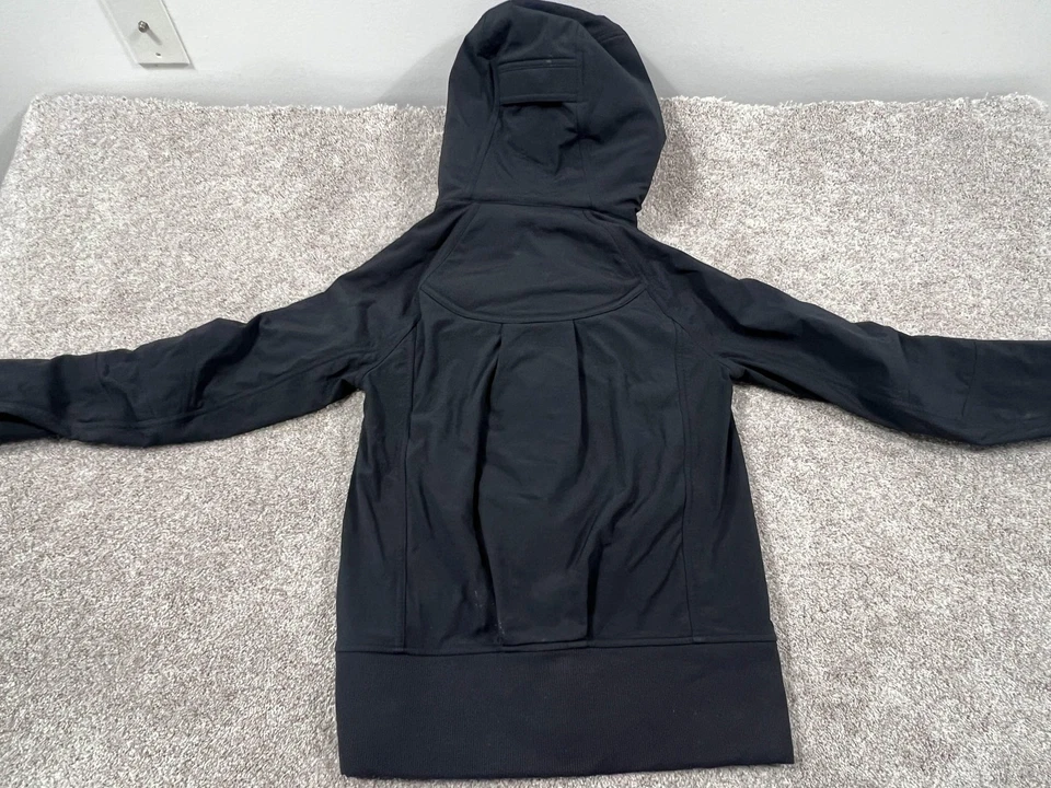 Chaqueta con Capucha Lululemon Para Mujer 6 Negra Sherpa Forrada Capucha Cremallera Completa Acogedora Vellón Foto 3 de 4