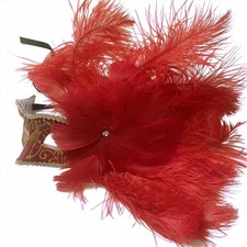 Masquerade Mask Red Feather Showgirl Cosplay Mardi Gras Carnival Party Costume