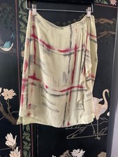 Liz Claiborne Faux Wrap Knee Length 100% Silk Skirt Side Zip Sz 12