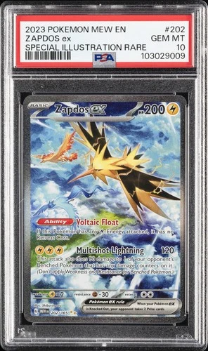 2023 POKEMON MEW EN-151 SPECIAL ILLUSTRATION RARE #202 ZAPDOS EX PSA 10