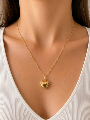 Gold chain, heart chain with heart pendant, link chain from 750 gold 18 carats