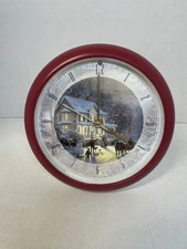 Thomas Kinkade Christmas Clock w/songs #11888 white back Works