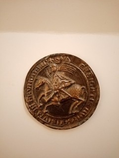 Reiter Siegel Plakette Medaille Ritter Pferd Randinschrift rund Metall Sammler?