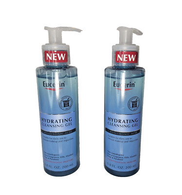 Eucerin Hydrating Cleansing Gel + Hyaluronic Acid 6.8 FL. Oz. Lot Of 2