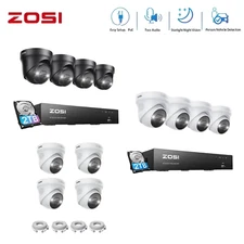ZOSI 4K 8MP PoE Security Camera System with Spotlight AI NVR 2TB HDD 2 Way Audio