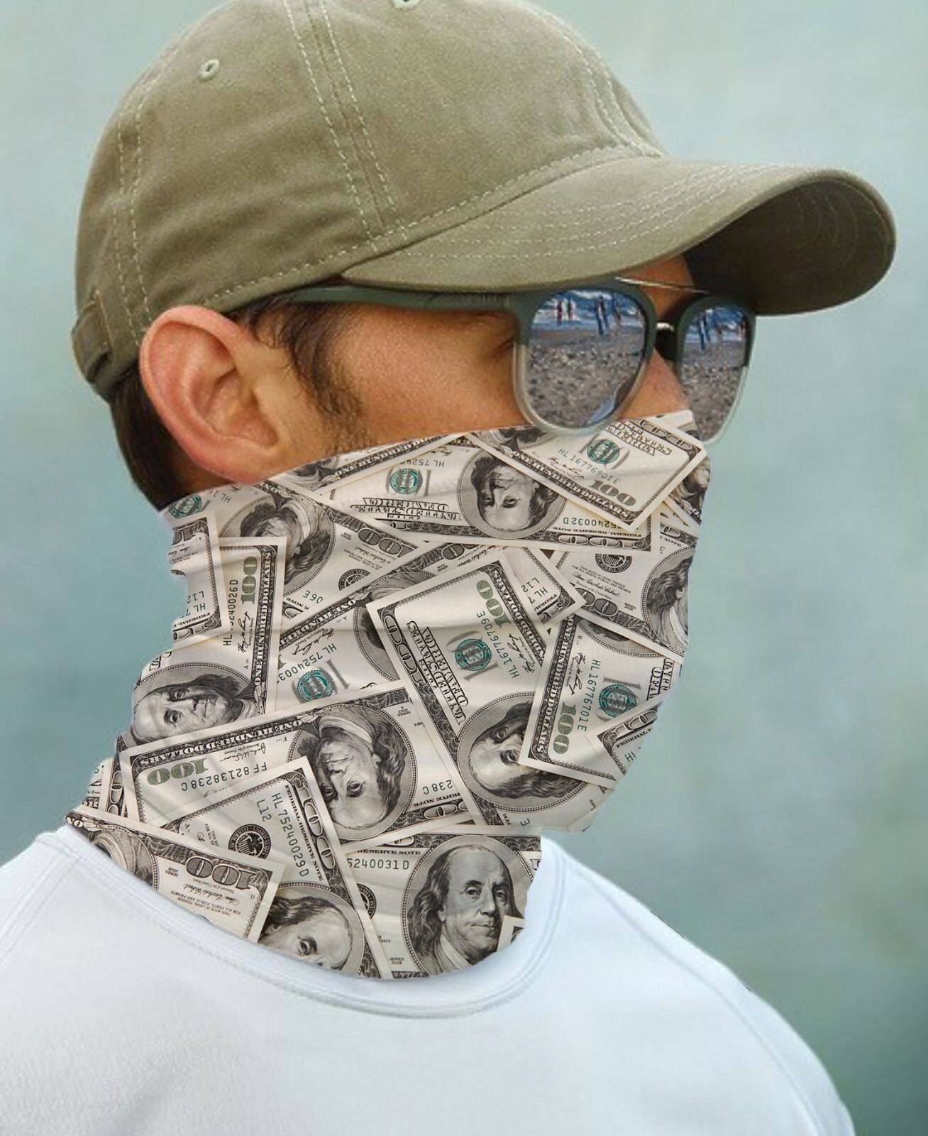 SUN GAITER Dollar Bill UPF 50+ UV Protecter Fishing Sport Outdoor Face