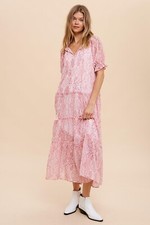 In-Loom Women's Paisley Floral Print Tassel-Tie Neck Midi Dress Size Medium