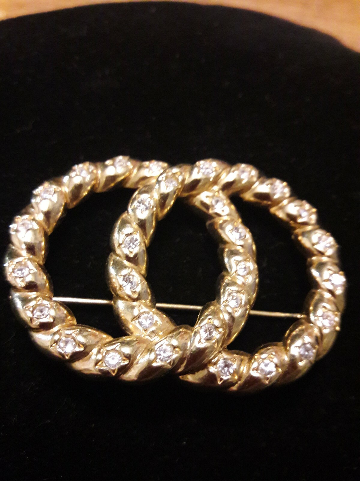 Swarovski Swan Signed Interlocking Circle Rhinest… - image 2