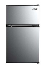 2 Door Mini Fridge Freezer Stainless Steel Dorm Office Garage Small Refrigerator
