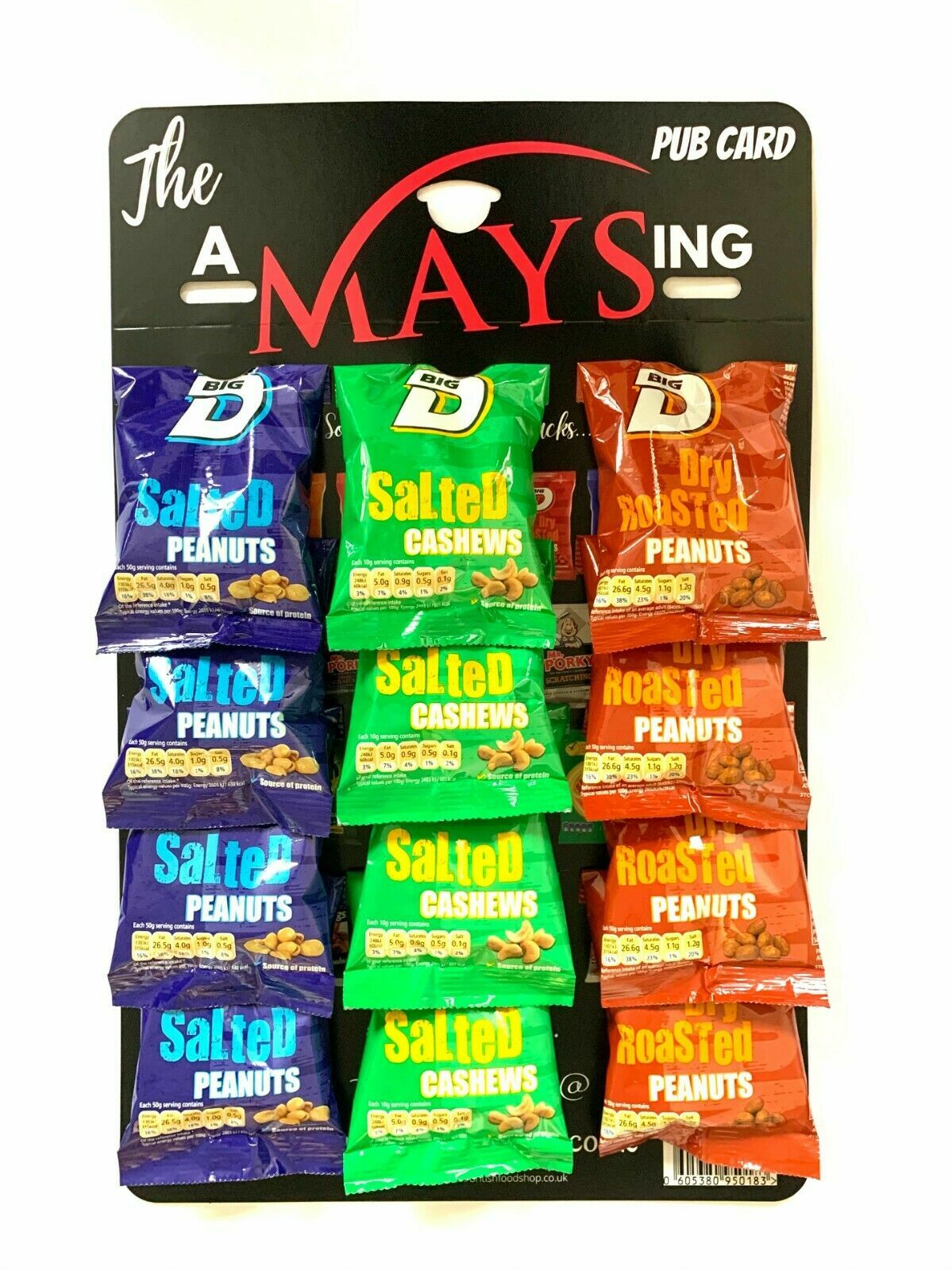 Big D Mix Salted | Dry Roast | Cashew Nuts 12 Packs on The 'AMaysing' Pub Card
