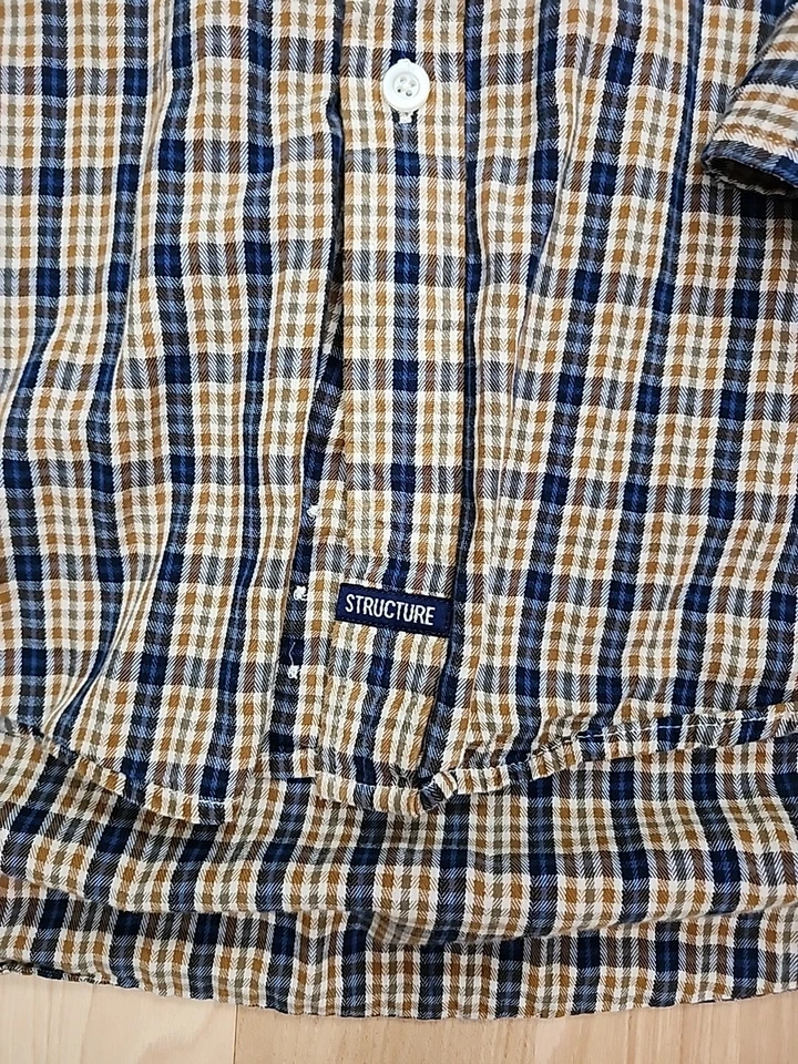 Vintage Structure Shirt Blue Plaid Mens XL Soft Cotton Flannel Long Sleeve Euc - Image 2 of 4