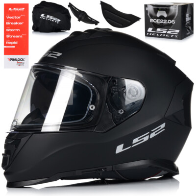 Motorradhelm LS2 FF800 STORM II Solid Integralhelm mit Sonnenblende + Pinlock