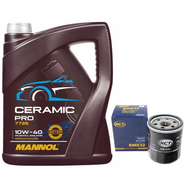 MotoröL Set 10W-40 Mannol 5 Liter + ÖLfilter SM 832 FüR Renault Clio II Thalia I-image