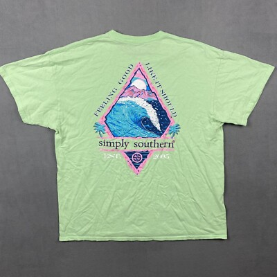 #ad Simply Southern Collection Shirt Adult Extra Large Green Tee Wave Beach Mountain $4.47