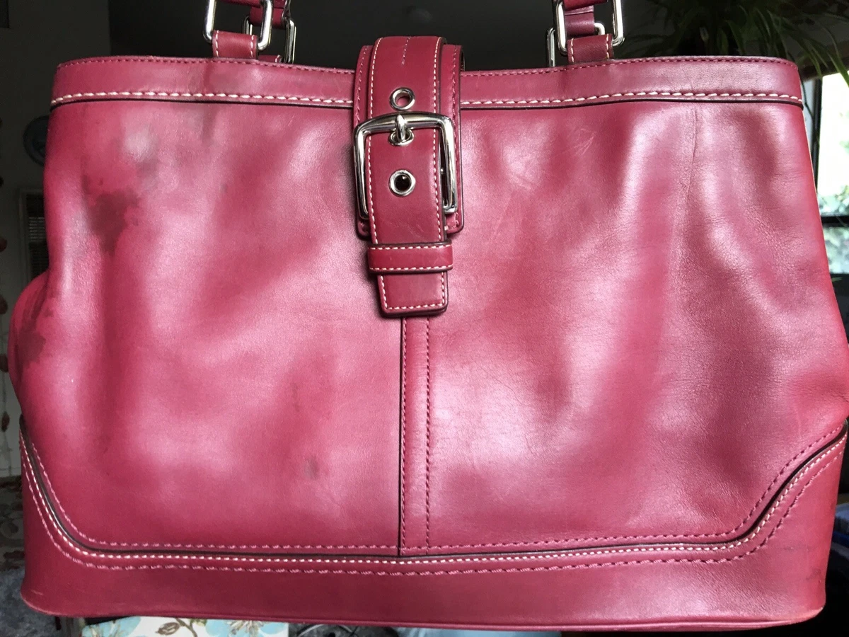 Beautiful Coach Leather Purse Handbag Large w Cleaner Burgundy