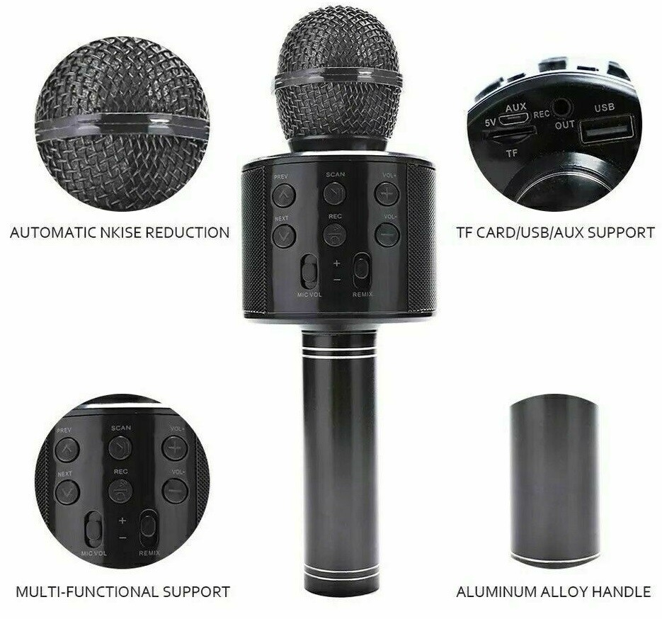 MICROFONO CON CASSA ALTOPARLANTE SENZA FILI BLUETOOTH A LED PER KARAOKE - Foto 12