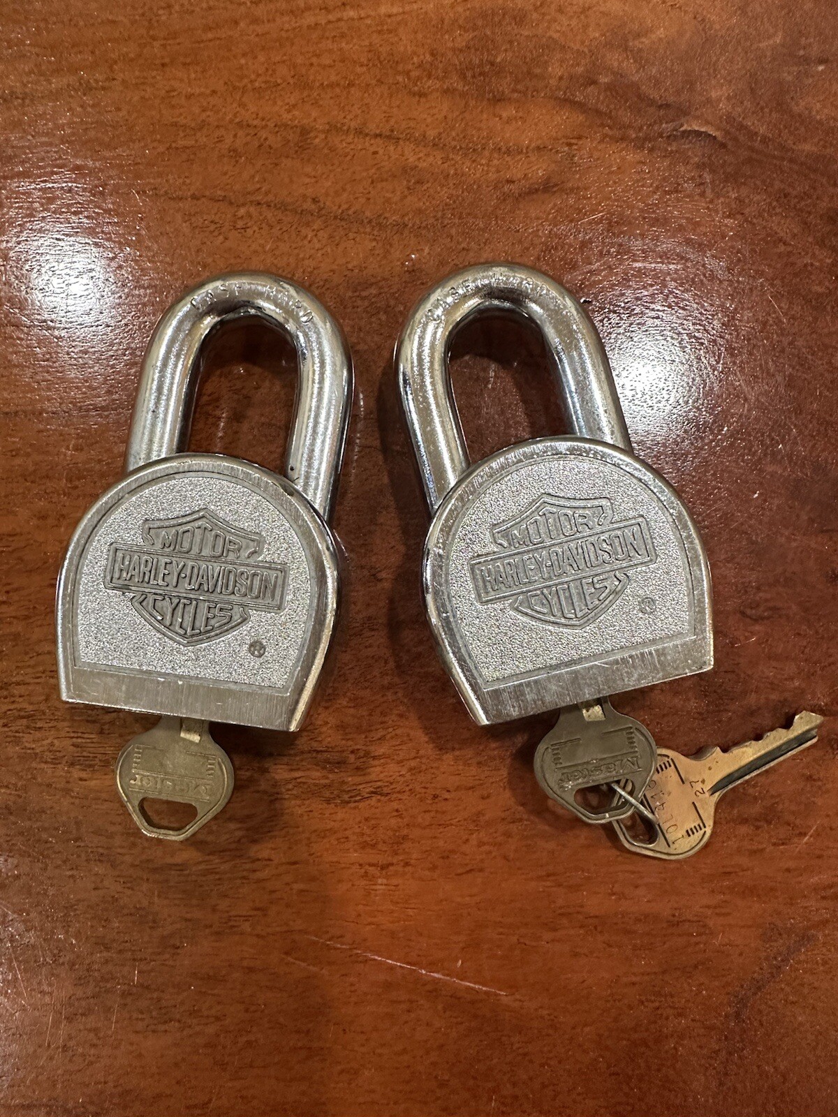 Pair 2 Vintage Harley Davidson Padlock W/Original Keys 220 Master Lock