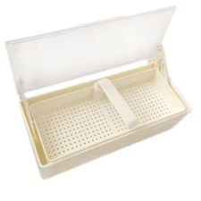 Plasdent 208GST-WH White Germicide Tray with Clear Lid 10-3/8"L x 4"W x 3.25"H