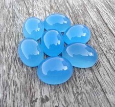 AAA Quality Natural Blue Chalcedony Oval Shape Cabochon Gemstone 3x5mm-13x18mm