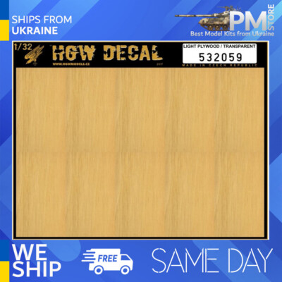 HGW 532059 1/32 Decal Light Plywood Transparent NO GRID