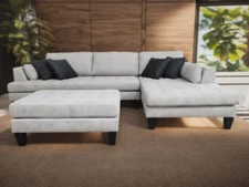 S168RG 3 Pcs Modern Grey Microfiber Sectional Sofa Set  (Custom made options)