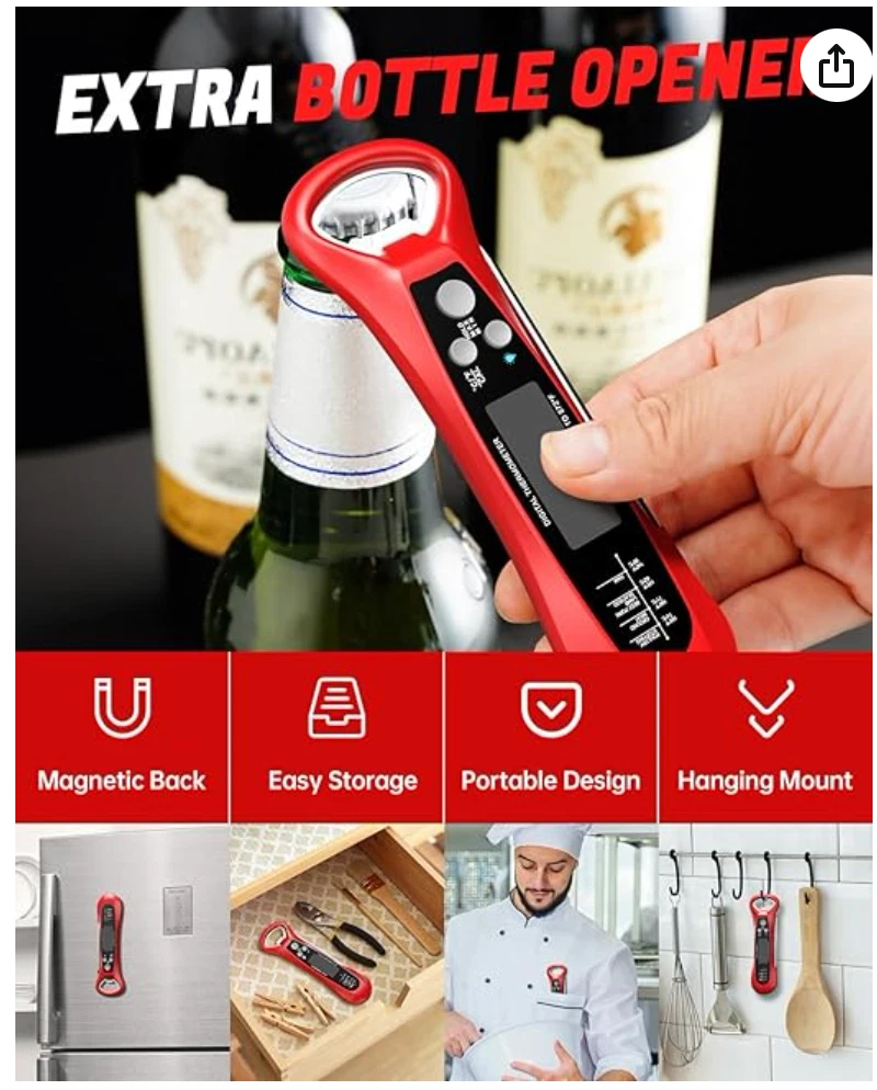 Meat Thermometer Digital, Instant Read Meat Thermometer for Grill and Cooking, W