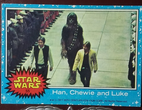 1977 STAR WARS #55 Han, Chewie and Luke TOPPS Blue Series First Edition MINT ! - Picture 2 of 4